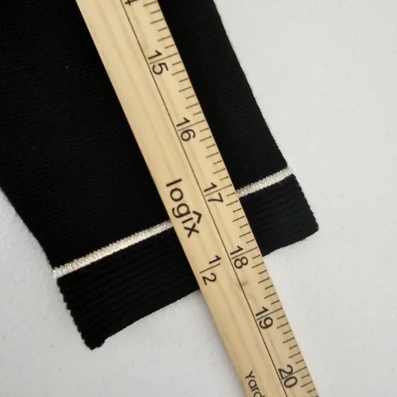 White House Black Market Sweater Womens XS Black Striped Knit Cardigan Metallic - Picture 6 of 10